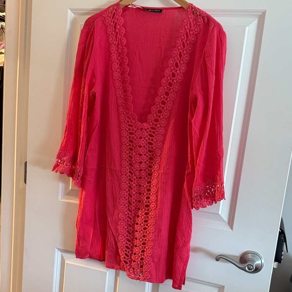 La Blanca pink tunic Cover-Up